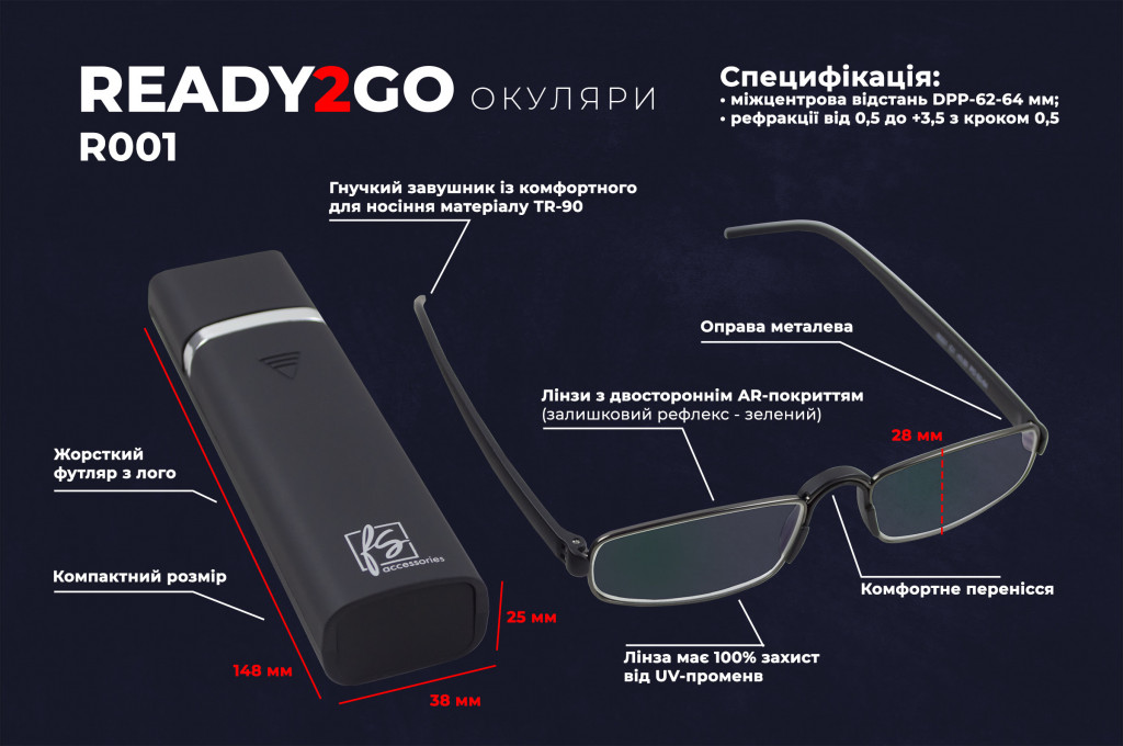 Специфікація на готові окуляри READY2GO R001