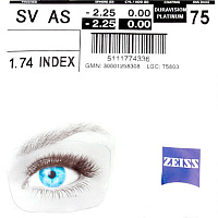 Линзы для очков Zeiss SV 1.74 AS DV Platinum Линзы для очков Zeiss SV 1.74 AS DV Platinum