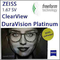 ZEISS Single Vision ClearView 1.67 DuraVision Platinum UV очковые линзы ZEISS Single Vision ClearView 1.67 DuraVision Platinum UV очковые линзы